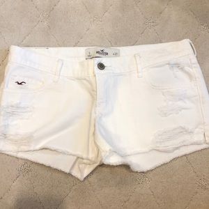 Hollister Distressed White Jean Shorts